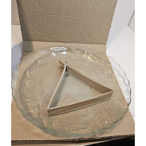 Vintage Crystal Clear Studios Style #312/156 Santa Claus 13 inch Glass Platter - Picture 5 of 8